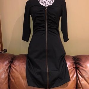Zip Up Notched Hem Dress. Size:S
